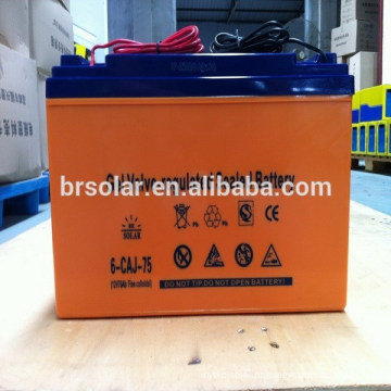 Bateria alta de Efficency 12V 75AH para o painel solar